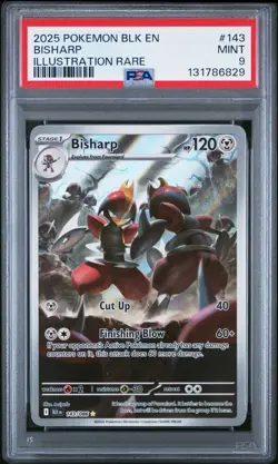 2025 POKEMON BLK EN-BLACK BOLT #143 BISHARP ILLUSTRATION RARE PSA 9 - Image 1