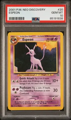 2001 POKEMON NEO DISCOVERY #20 ESPEON PSA 10 - Image 1