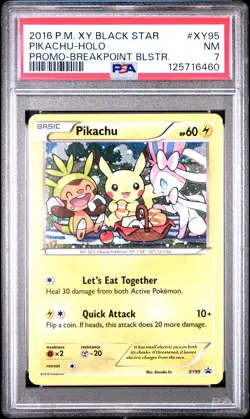 2016 POKEMON XY BLACK STAR PROMO BREAKPOINT BLISTERS #XY95 PIKACHU-HOLO PSA 7 - Image 1