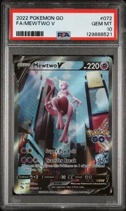 2022 POKEMON GO #072 FULL ART/MEWTWO V PSA 10 - Image 1