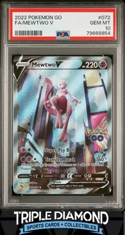 2022 Pokemon Go#072/078 Mewtwo V Full Art PSA 10 Gem MT FDP45 - Image 1