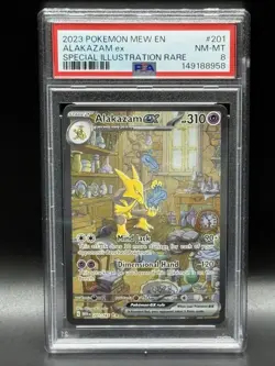Pokemon 2023 Alakazam ex Special Illustration Rare 201/165 Holo PSA 8 - Image 1