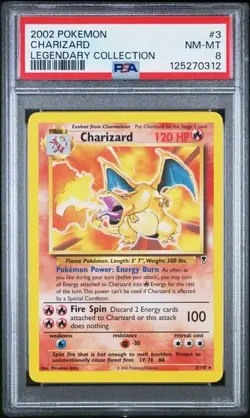 2002 POKEMON LEGENDARY COLLECTION #3 CHARIZARD 3/110 - PSA 8 NM WOTC - Image 1