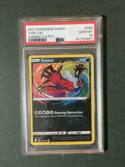 2021 POKEMON SWORD & SHIELD SHINING FATES #046 YVELTAL PSA 10 - Image 1