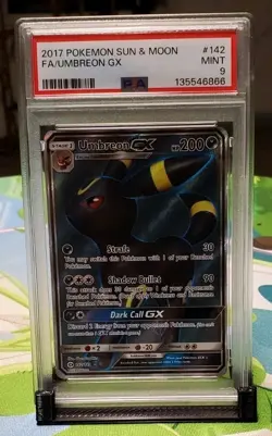 PSA Mint 9 Umbreon GX Pokemon 142/149 Sun & Moon Base Set - Image 2