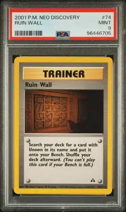 Pokemon Ruin Wall 74/75 N2 Neo Discovery Unlimited PSA 9 - Image 1