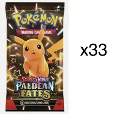 Pokemon TCG Paldean Fates Booster Pack Lot of 33 Factory Sealed Packs FREE SHIP - Image 1