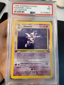 1999 POKEMON FOSSIL 1ST ED #6 HAUNTER-HOLO PSA 7 - Image 1