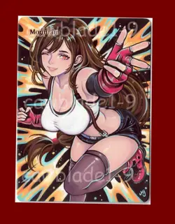 Hand Painted Altered MTG Card, Mountain, Anime Girl, by Cawblade - Image 1