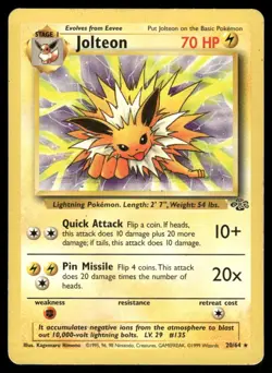 Pokemon Cards Jolteon 20/64 Jungle WOTC Rare LP *2 - Image 1