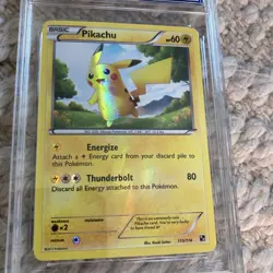 Pokemon Card Pikachu 115/114 Black & White Base Set Secret Rare Holo AGS 8 Grade - Image 5