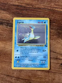 Pokemon TCG Lapras Fossil Holo Unlimited Rare Card 10/62 Mp - Image 1