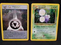 Pokemon Neo Genesis Hologram Metal Energy & Jumpluff Card Lot Nintendo (2000) - Image 1