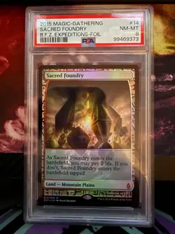 FOIL 2015 Magic Gathering SACRED FOUNDRY Expidions PSA 8 - Image 1