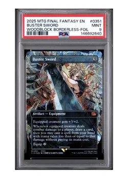 Magic MTG Buster Sword Final Fantasy Woodblock Borderless Foil #0351 PSA 9 Mint - Image 1