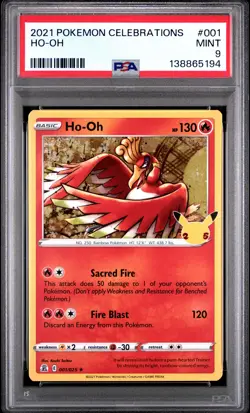 2021 POKEMON CELEBRATIONS #001 HO-OH PSA 9 - Image 1