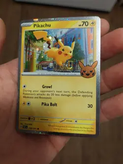 Pokemon TCG Pikachu 018/091 PAF TRICK OR TRADE Cosmos Holo Double Swirl 💫💫 NM - Image 3