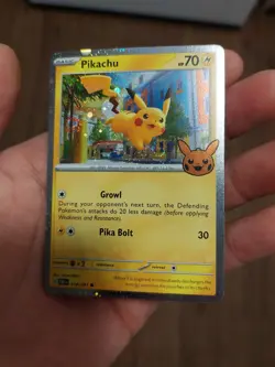 Pokemon TCG Pikachu 018/091 PAF TRICK OR TRADE Cosmos Holo Double Swirl 💫💫 NM - Image 4