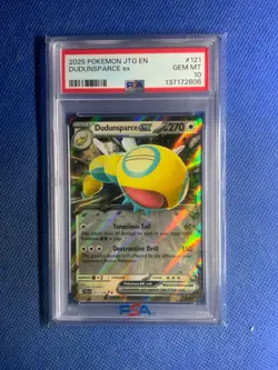 2025 Pokemon JTG EN Dudunsparce ex #121 PSA 10 Gem Mint - Image 1