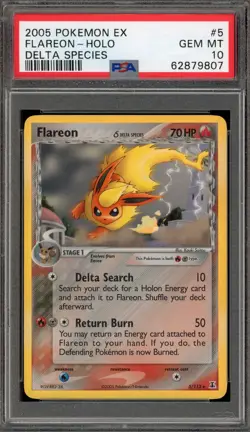 Pokemon Flareon EX Delta Species Holo Rare #5 PSA 10 Gem Mint - Image 1