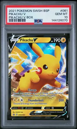2021 POKEMON SWSH BLACK STAR PROMO PIKACHU V BOX #061 PIKACHU V PSA 10 - Image 1