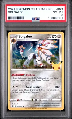 2021 POKEMON CELEBRATIONS #021 SOLGALEO PSA 8 - Image 1