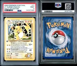 2000 Pokemon Gym Challenge 1st Edition Lt. Surge's Raichu Holo #11 PSA 9 Mint - Image 3