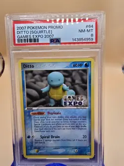Pokemon Games Expo 2007 Promo Ditto Squirtle 64/113 PSA 8 *272 - Image 1
