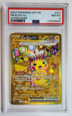 Pikachu Ex Hyper Rare - #247 - PSA 8 - Surging Sparks - Pokemon TCG - US SELLER - Image 1