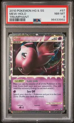 2010 Pokemon Triumphant Mew Holo #97 Heartgold & Soulsilver NM-MT PSA 8 - Image 3