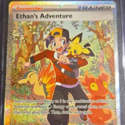Pokemon TCG Ethan's Adventure 236/182 Sv10 Destined Rivals Trainer Full Art Holo - Image 1