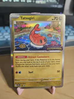 Pokemon Tatsugiri SVP 118 Twilight Masquerade Battle Stamped Card LP- - Image 1