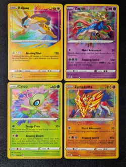 4 Card Vivid Voltage Amazing Rare Holo LOT (4) All NM Raikou/Zacian/Celebi/Zamaz - Image 1