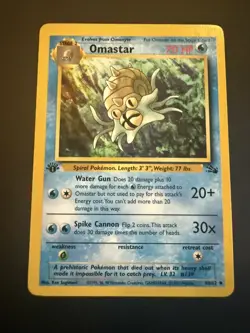 Omastar 40/62 Pokemon Card TCG Fossil First Edition Non Holo LP - Image 1