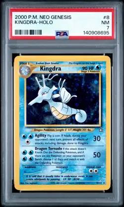 2000 Pokemon Kingdra 8/111 Neo Genesis Holo PSA 7 - Image 1