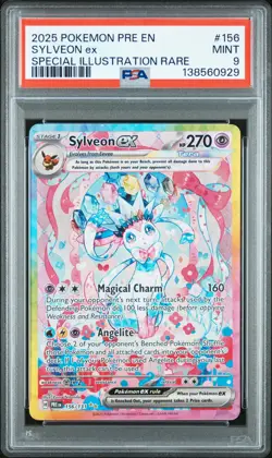 2025 POKEMON PRE EN-PRISMATIC EVOLUTIONS #156 SYLVEON EX PSA 9 - Image 1