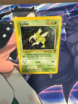 Pokemon TCG Scyther 17/130 Light Play Base Set Holo Rare Unlimited - Image 1