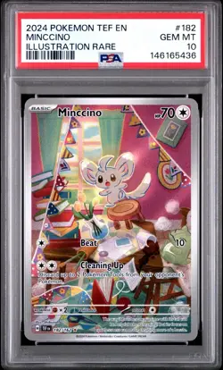 2024 POKEMON MINCCINO 182/162 TEMPORAL FORCES ILLUSTRATION RARE #182 PSA 10 - Image 1