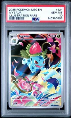 2025 POKEMON IVYSAUR #134 PSA 10 MEGA EVOLUTION ILLUSTRATION RARE - Image 1