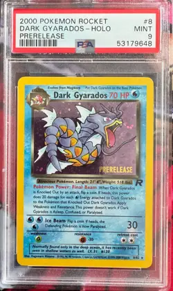 2000 Pokemon Team Rocket "Dark Gyarados-Holo" "Pre-Release" MINT PSA 9 - Image 1