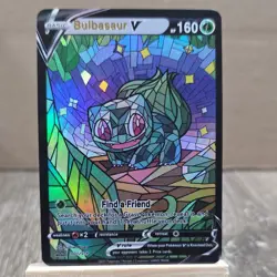 Pokemon stained glass Bulbasaur V FAN ART NON-TCG - Image 1