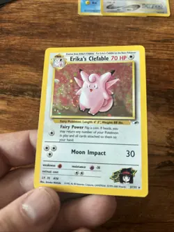 Pokemon TCG Erika's Clefable Gym Heroes Holo Rare NM Swirl - Image 1