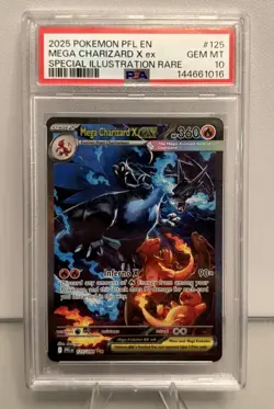 2025 POKEMON PHANTASMAL FLAMES SPECIAL ILLUSTRATION MEGA CHARIZARD X EX PSA 10 - Image 1