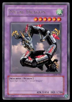 Metal Dragon LOB-102 Yugioh TCG Rare Unlimited Edition - NM Vintage - Image 1