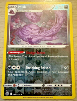 Pokemon TCG Muk 085/172 Brilliant Stars Reverse Holo Rare Card - Image 1