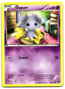 Espurr 58/122 - BREAKpoint Common Pokemon TCG - M/LP Card - Image 1