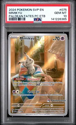 Mimikyu #075 Paldean Fates PSA 10 Pokemon Center Pokemon Card - Image 1