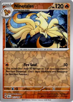 Ninetales 017/191 Reverse Holo SV08: Surging Sparks Pokemon Card TCG - Image 1