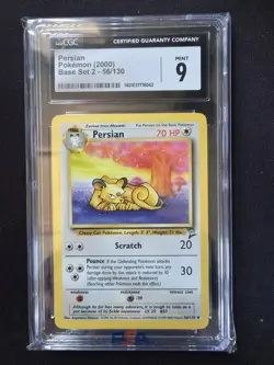 Pokemon Persian # 56/130 (2000) NON HOLO English Base Set 2 GRADED CGC 9 - Image 1
