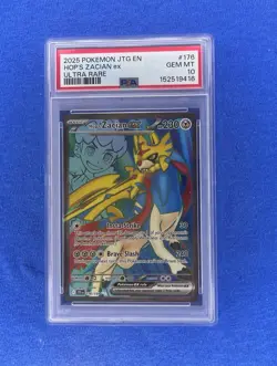2025 POKEMON JTG EN-JOURNEY TOGETHER ULTRA RARE #176 HOP'S ZACIAN EX PSA 10 GEM - Image 1
